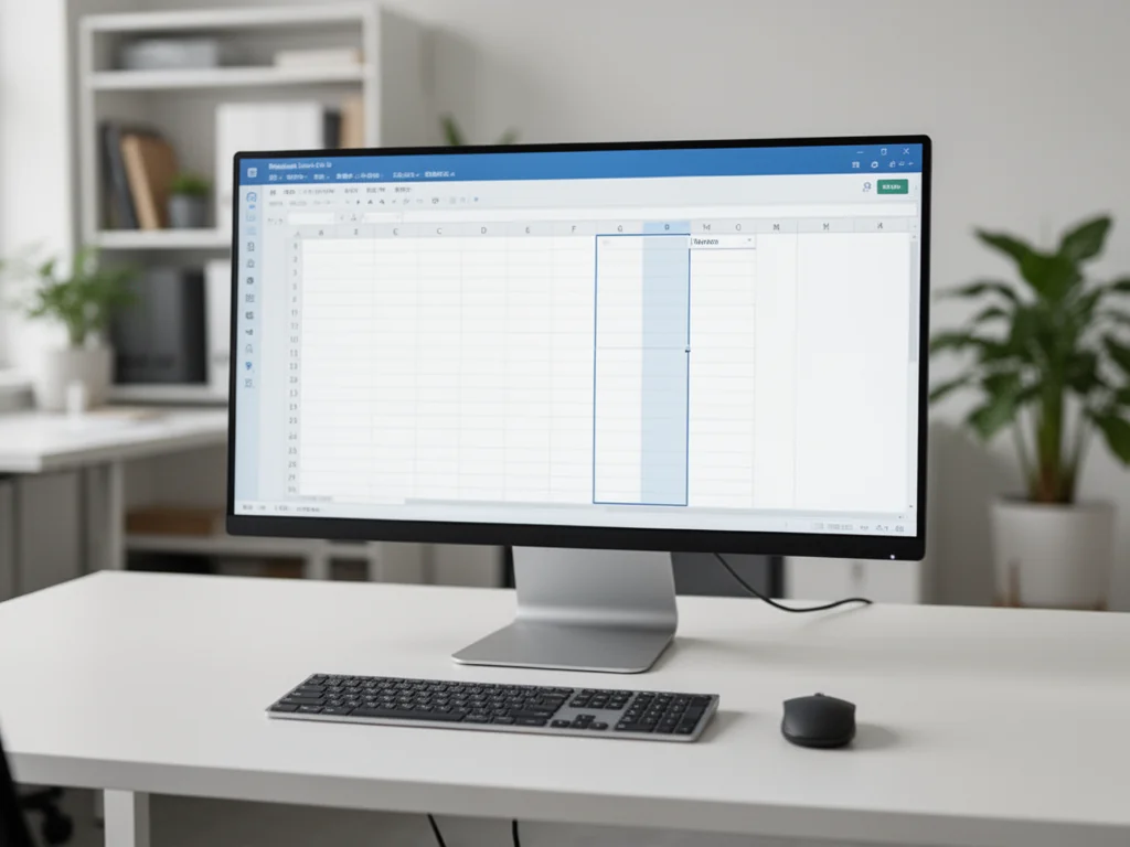 Monitor z arkuszem Comarch XL, zaznaczona nowa pusta kolumna dodawana w przejrzystym, nowoczesnym interfejsie.